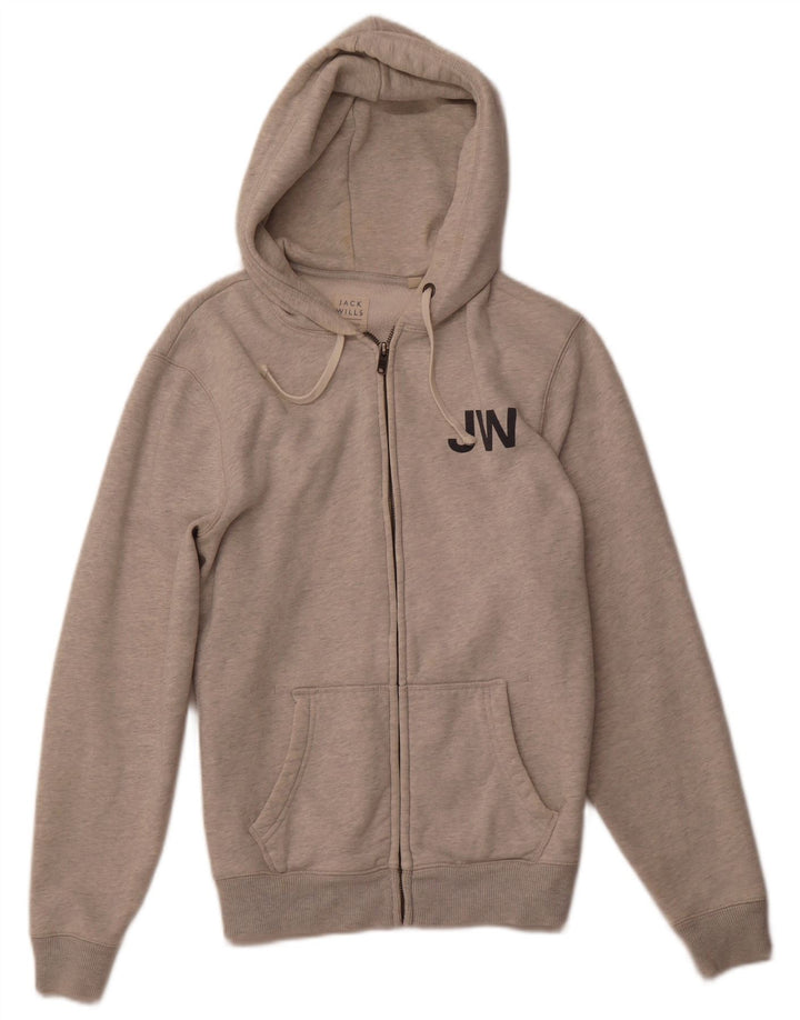 JACK WILLS Mens Zip Hoodie Sweater Small Grey Cotton