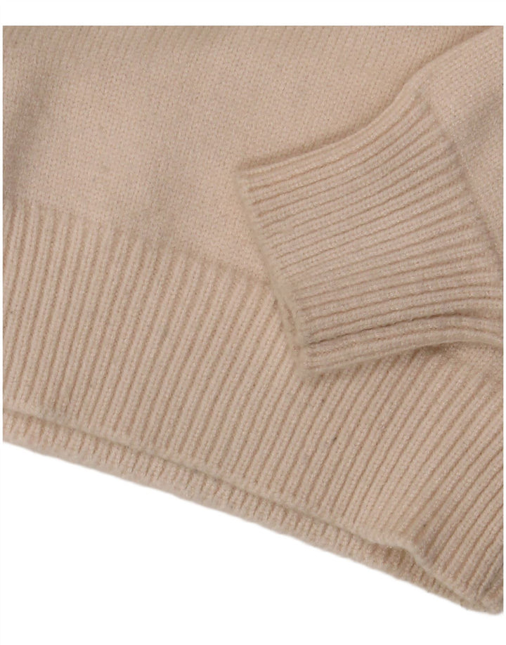 Zara Womens Crop Crew Neck Jumper Sweater UK 12 Medium Off White Viscose