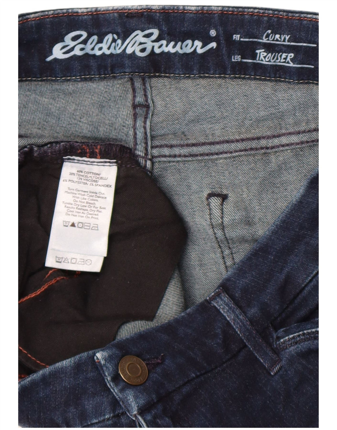 Eddie Bauer Womens Curvy Bootcut Jeans W32 L28 Navy Blue Cotton