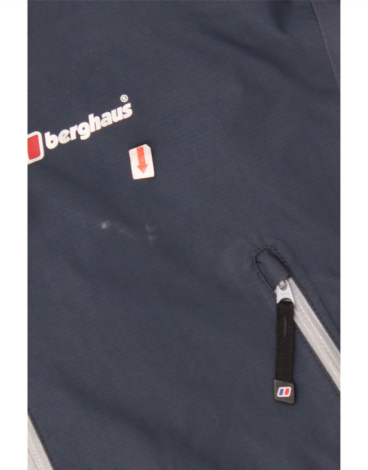BERGHAUS Mens Hooded Rain Jacket UK 38 Medium Navy Blue Nylon