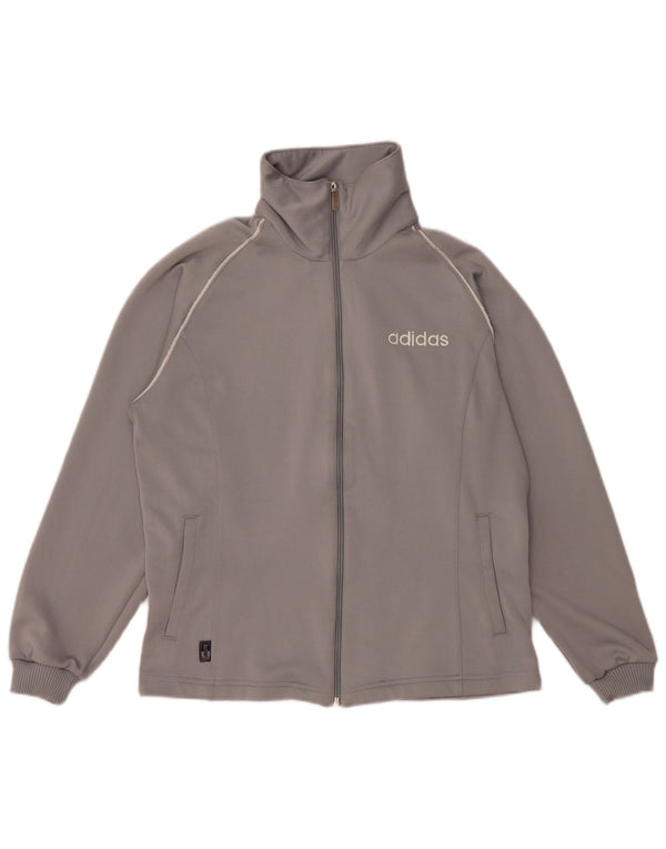 Adidas Womens Tracksuit Top Jacket UK 14 Medium Grey