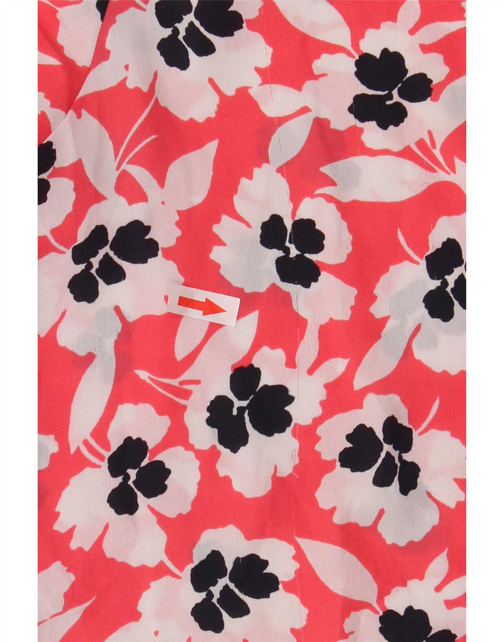 Marks & Spencer Womens Oversized Shirt Blouse UK 18 XL Red Floral Polyester