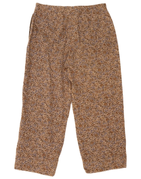 Eddie Bauer Womens Cropped Trousers US 12 Large W31 L25 Beige Floral
