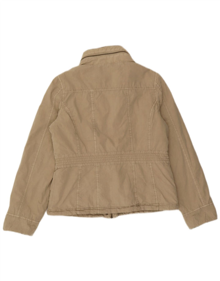 Marks & Spencer Womens Hooded Utility Jacket UK 12 Medium Beige Cotton