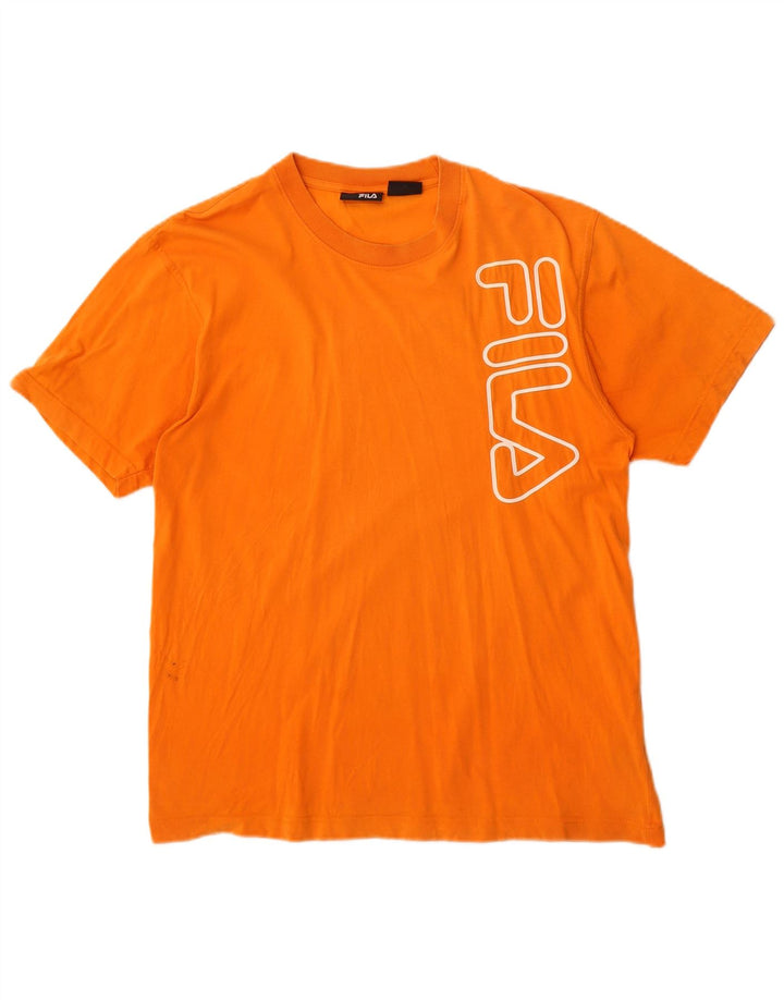 Fila Mens Graphic T-Shirt Top Small Orange Cotton