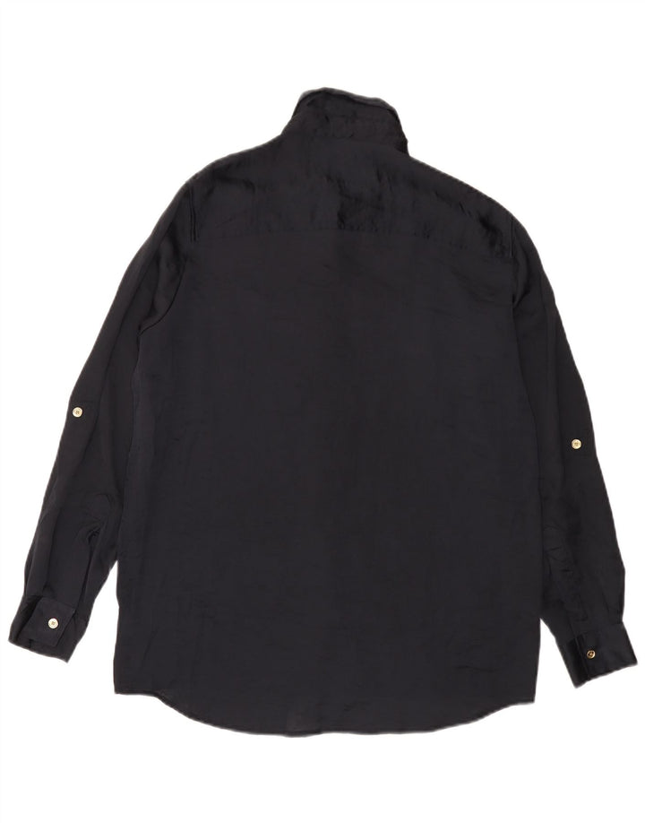 MICHAEL KORS Womens Longline Oversized Shirt UK 10 Small Black Polyester