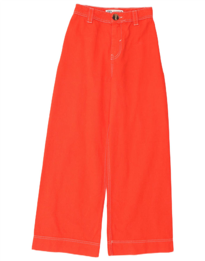 ZARA Womens High Waist Wide Leg Casual Trousers EU 32 2XS W22 L26 Orange