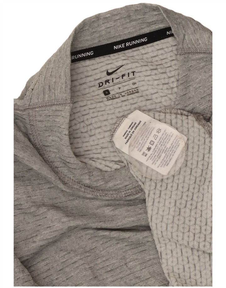 Nike Womens Dri Fit Oversized Top Long Sleeve UK 10 Small Grey Flecked