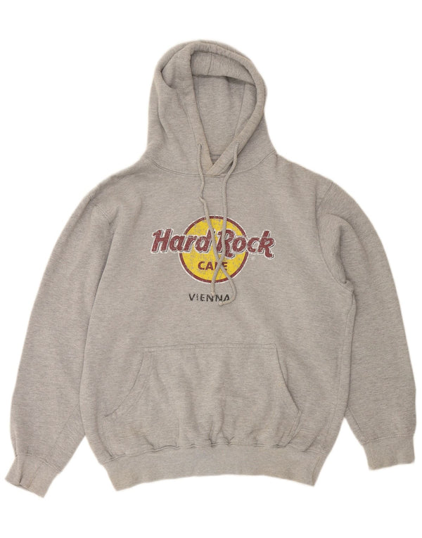 HARD ROCK CAFE Womens Vienna Graphic Hoodie Jumper UK 16 Large Grey Cotton