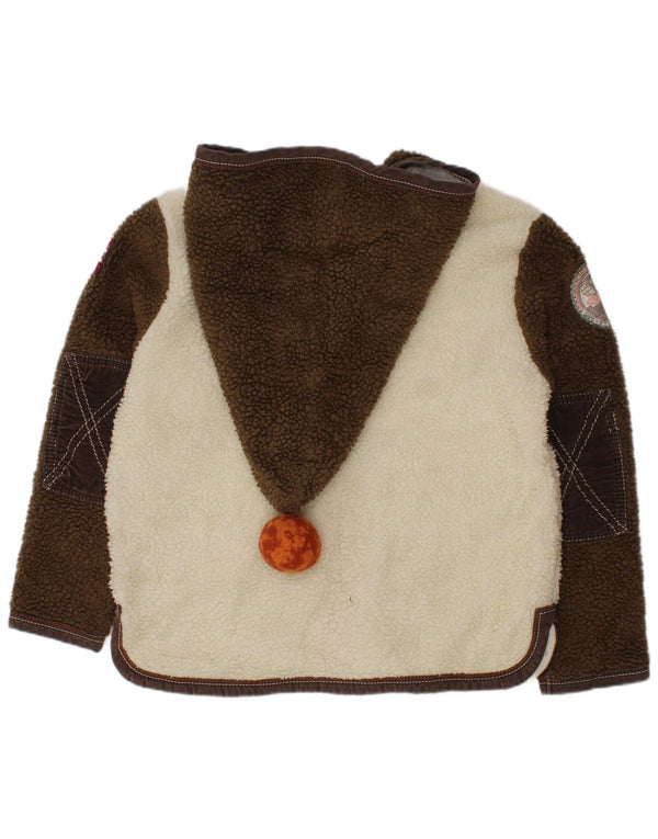 NAPAPIJRI Girls Graphic Fleece Jacket 5-6 Years Off White Colourblock