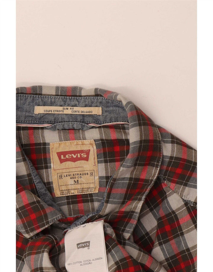 Levi's Mens Slim Fit Flannel Shirt Medium Red Check Cotton