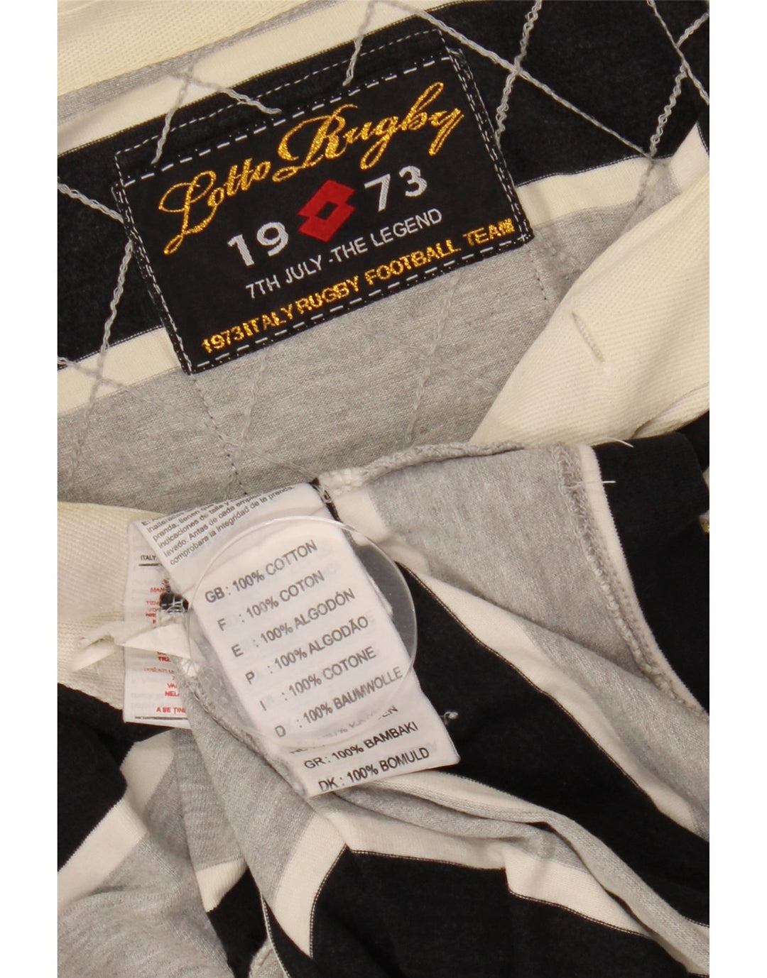 LOTTO Mens Graphic Long Sleeve Rugby Polo Shirt Medium Black Striped