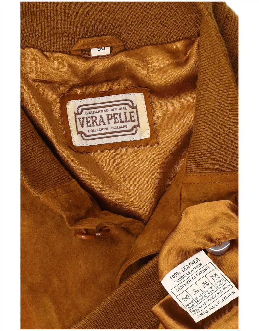 VINTAGE Mens Suede Bomber Jacket IT 50 Large Brown Leather