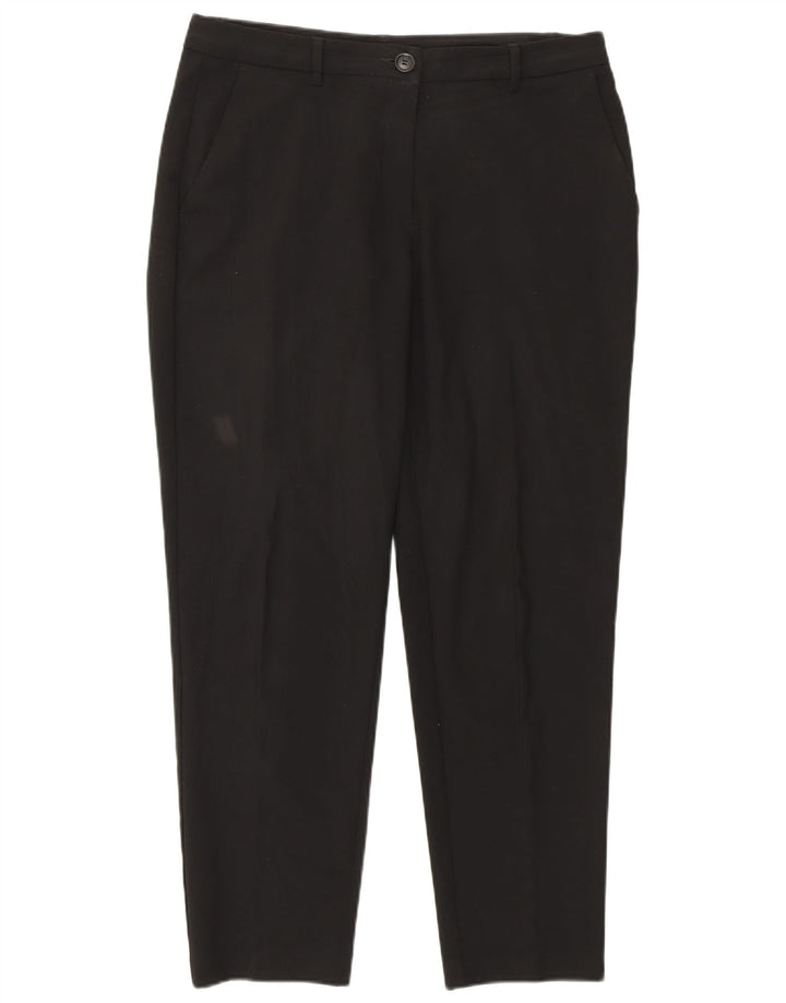 BENETTON Womens Straight Suit Trousers UK 14 Large W32 L27 Black Polyester