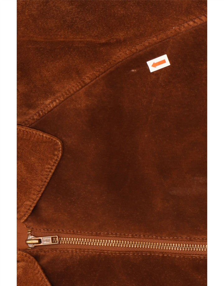 Conbipel Womens Suede Jacket IT 44 Medium Brown Leather