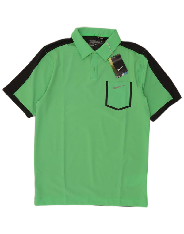 Nike Mens Dri Fit Polo Shirt Small Green Colourblock Polyester