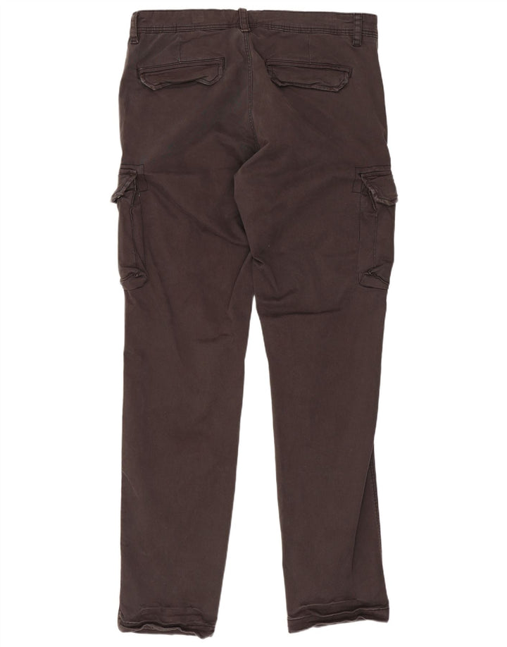 OVS Mens Straight Cargo Trousers IT 50 Large W34 L33 Grey Cotton