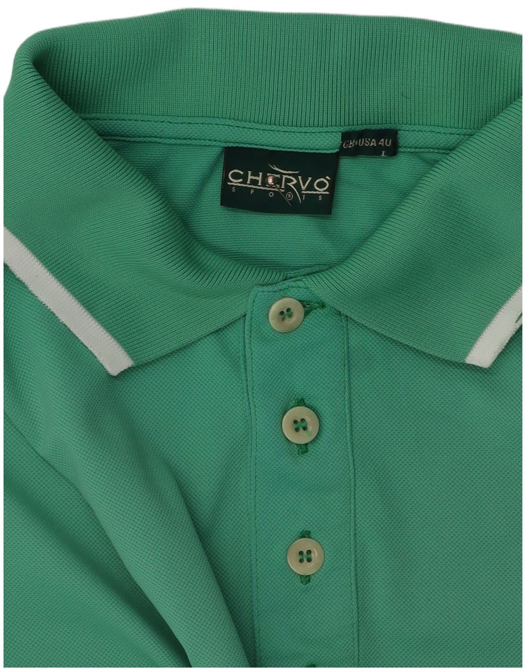 Chervo Mens Polo Shirt Large Turquoise Cotton