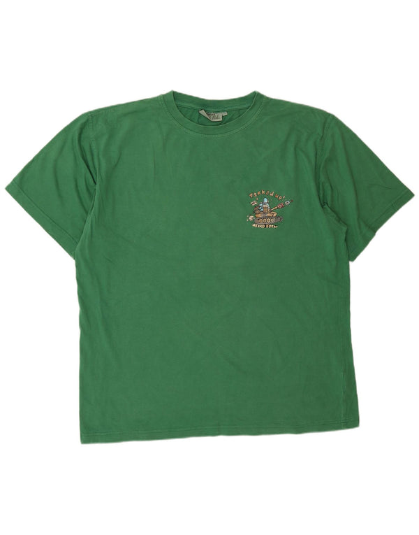 Weird Fish Mens Graphic T-Shirt Top Large Green Cotton