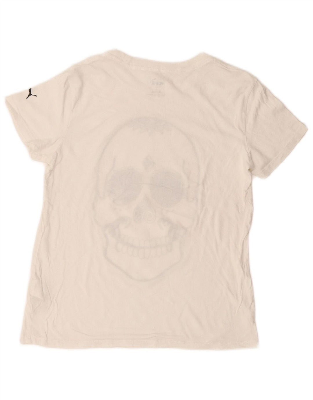PUMA Mens Graphic T-Shirt Top Small Off White Cotton