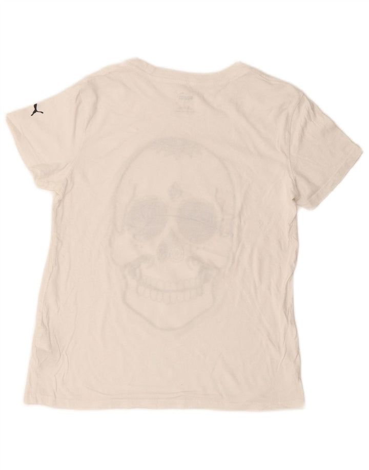 PUMA Mens Graphic T-Shirt Top Small Off White Cotton