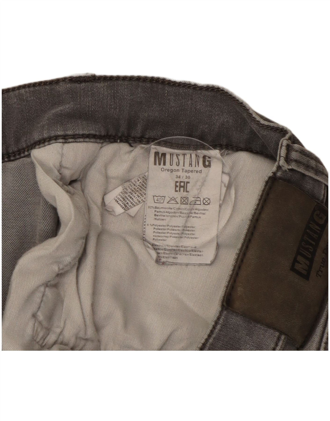 Mustang Mens Slim Jeans W34 L28 Grey Cotton
