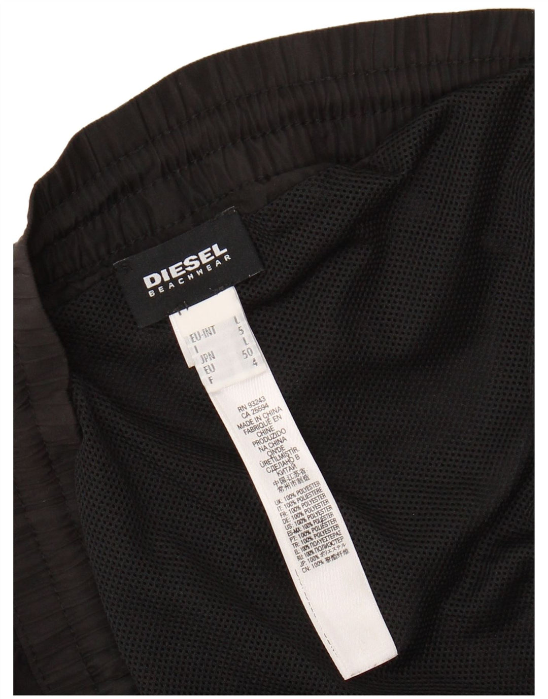 DIESEL Mens Graphic Swimming Shorts EU 50 Large  Black Polyester