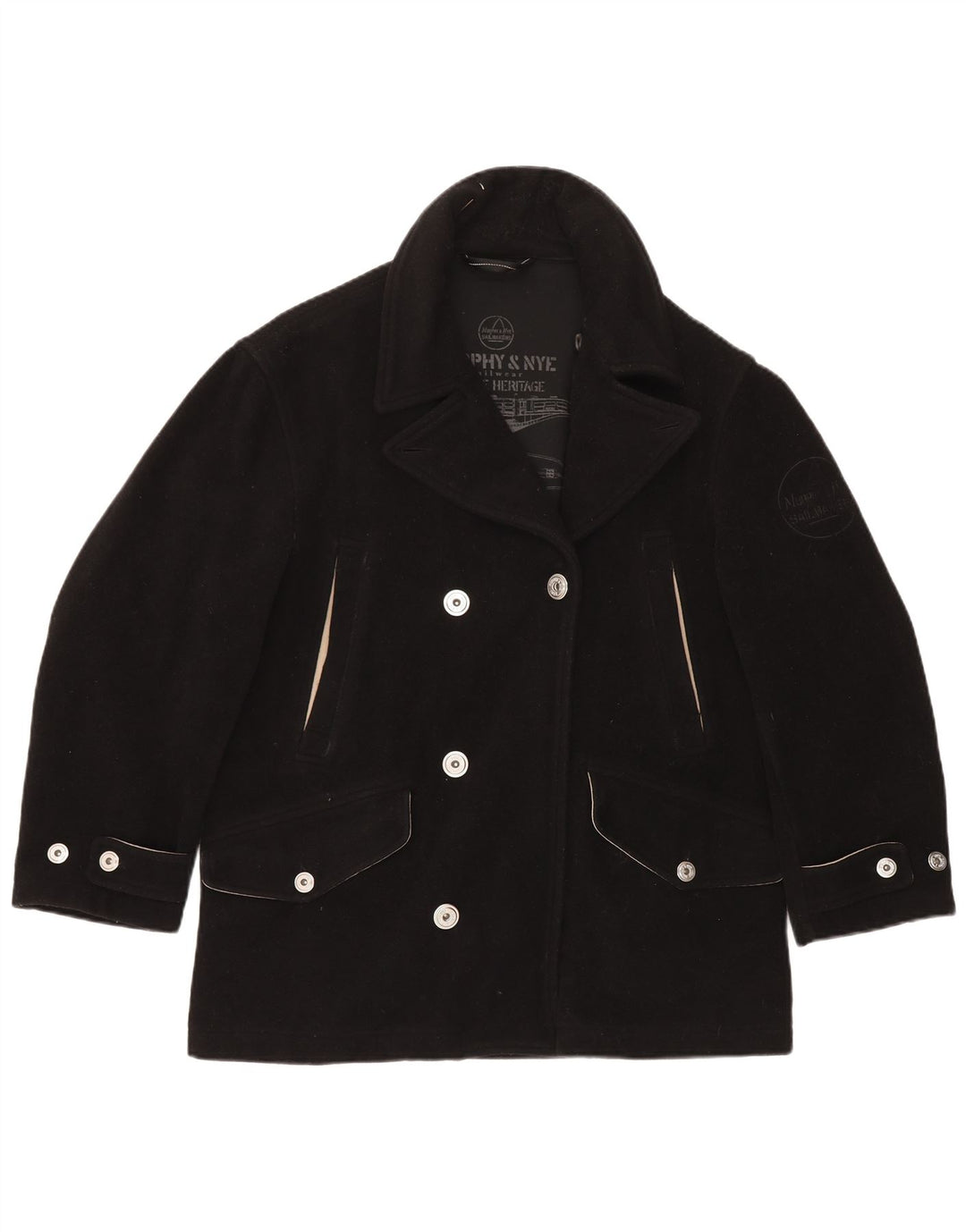 Murphy & Nye Womens Oversized Pea Coat UK 14 Medium Black Wool