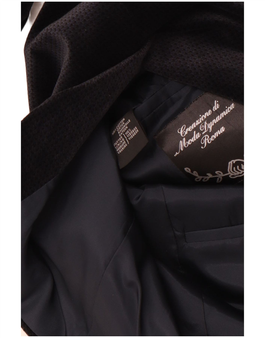 Vintage Mens Velvet Blazer Jacket UK 36 Small Navy Blue Houndstooth Cotton