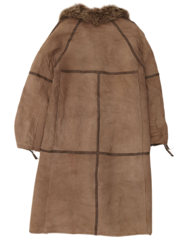 VINTAGE Womens Shearling Coat UK 14 Medium Beige