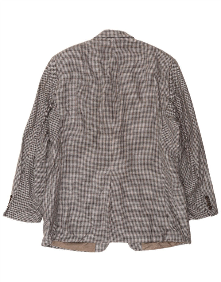 Ralph Lauren Mens 2 Button Blazer Jacket UK 42 Large Grey Houndstooth Silk