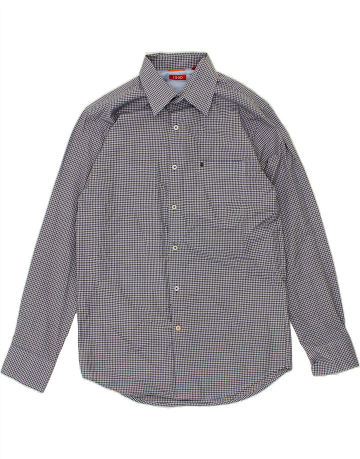 IZOD Mens Shirt Medium Blue Check Cotton Vintage Izod and Second-Hand Izod from Messina Hembry 