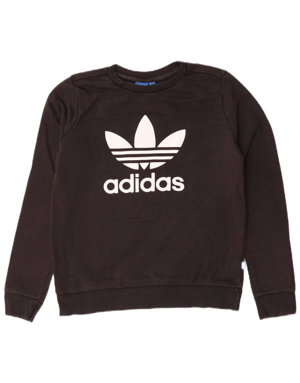 Adidas Womens Graphic Loose Fit Sweatshirt Jumper UK 10 Small  Black Cotton