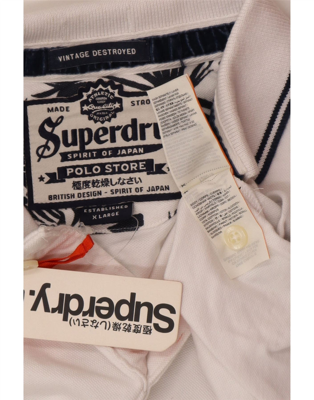 SUPERDRY Mens Polo Shirt XL White Cotton