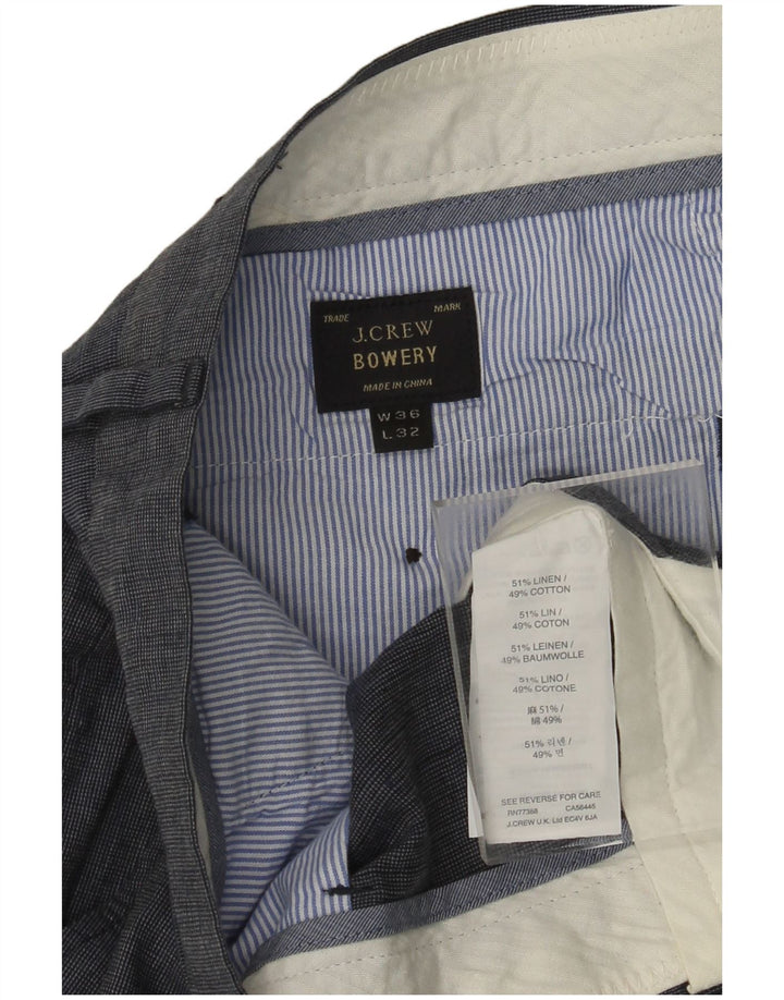 J. CREW Mens BOWERY Straight Suit Trousers W36 L32 Navy Blue Linen