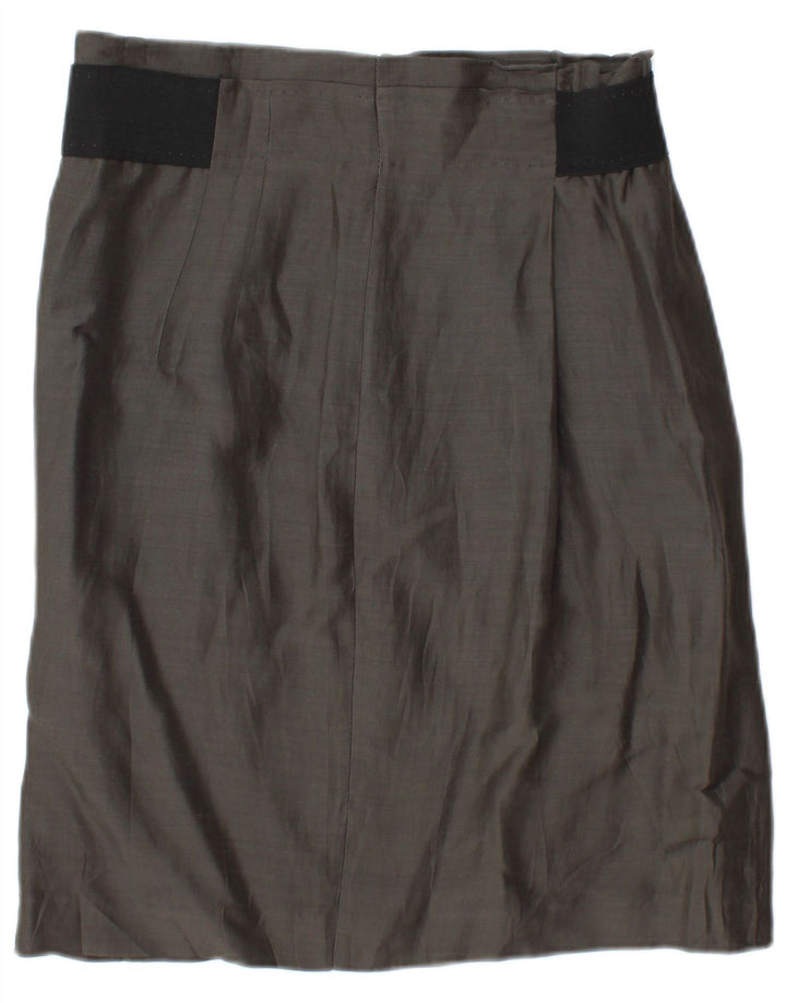 Vintage Womens Midi Skirt W30 Medium Grey Colourblock