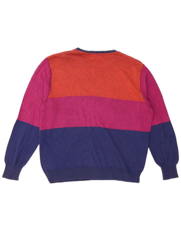 GENOA Womens Crew Neck Jumper Sweater UK 18 XL Multicoloured Colourblock