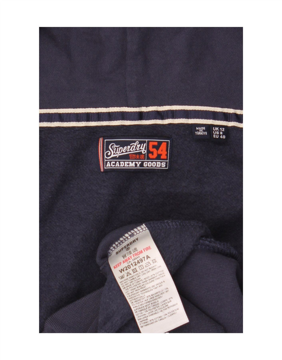 SUPERDRY Womens Zip Hoodie Sweater UK 12 Medium Navy Blue Polyester Vintage Superdry and Second-Hand Superdry from Messina Hembry 