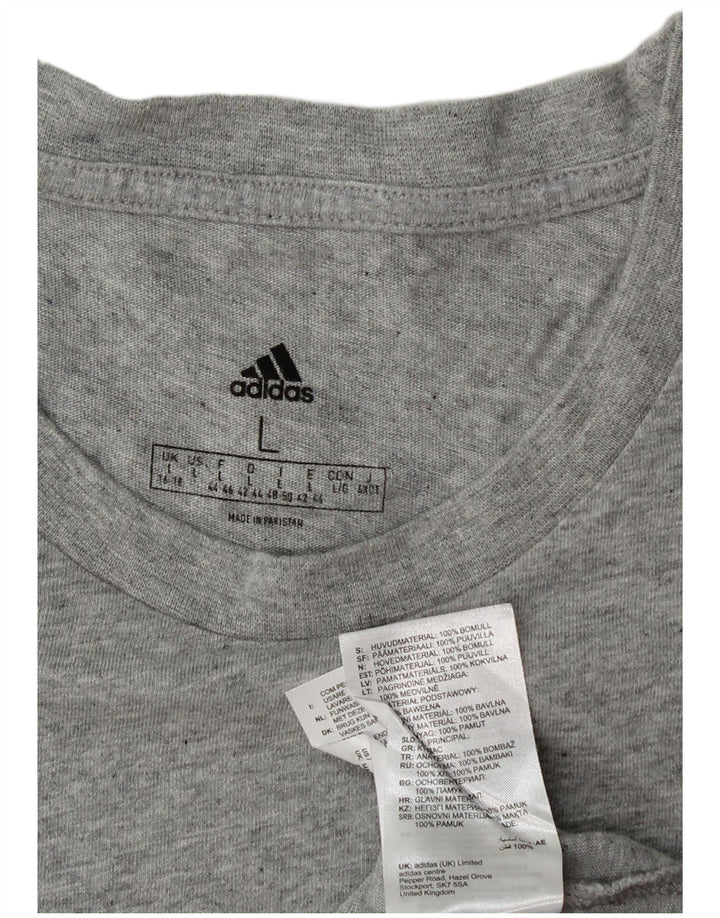 ADIDAS Womens T-Shirt Top UK 16/18 Large Grey Cotton