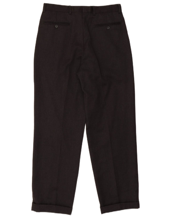 COMERO Mens Pegged Suit Trousers IT 48 Medium W30 L30 Black Wool