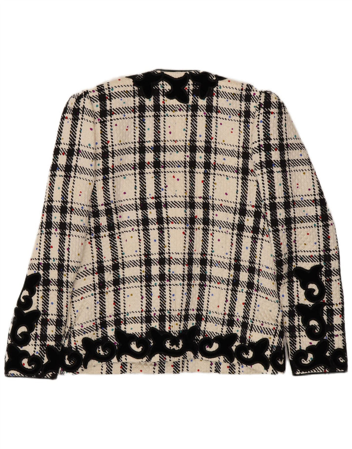 RENZO Womens Oversized Blazer Jacket IT 40 Small Off White Check