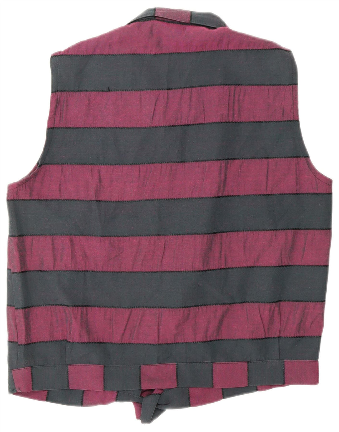 VINTAGE Womens Front Tie Shirt Blouse UK 16 Medium Black Striped