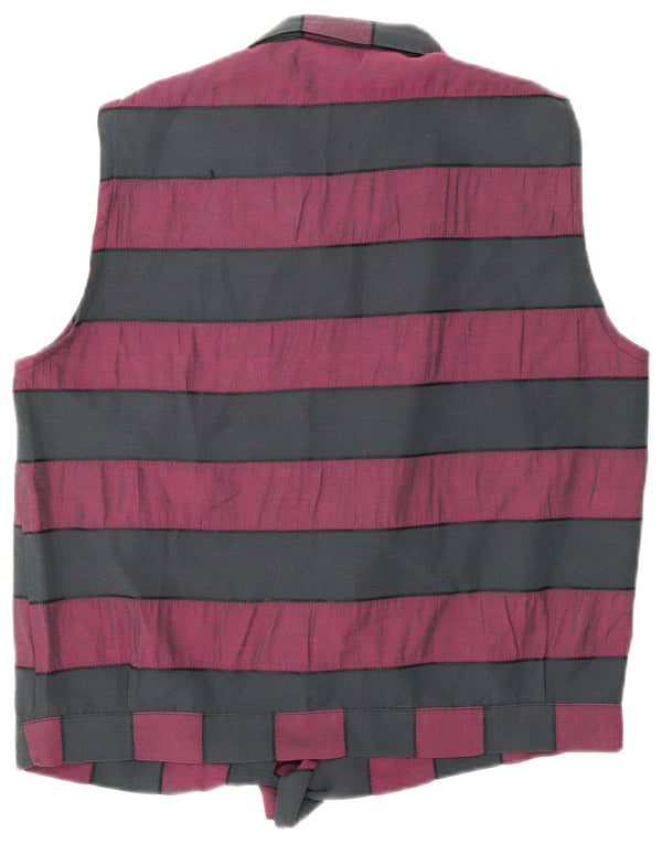 VINTAGE Womens Front Tie Shirt Blouse UK 16 Medium Black Striped