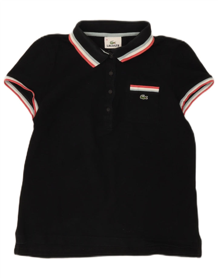 LACOSTE Womens Polo Shirt Size 40 Medium Black Cotton