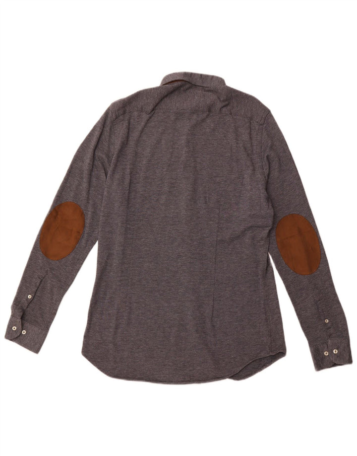 ZARA Mens Slim Fit Shirt Large Navy Blue Spotted