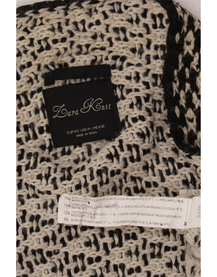 ZARA Womens Oversized Open Cardigan Sweater UK 14 Medium Black Acrylic