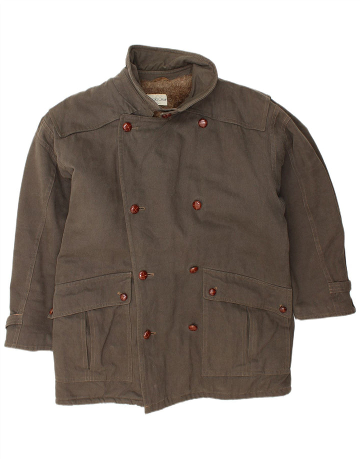 VINTAGE Mens Sherpa Jacket UK 40 Large Brown Cotton