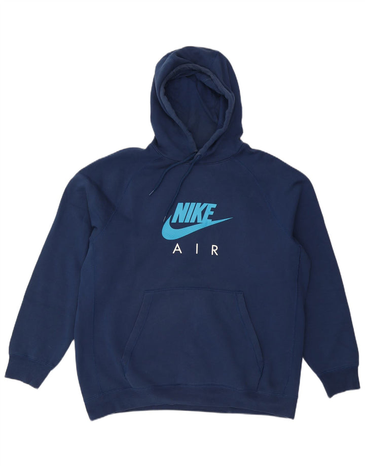 NIKE Mens Air Graphic Hoodie Jumper XL Navy Blue Cotton