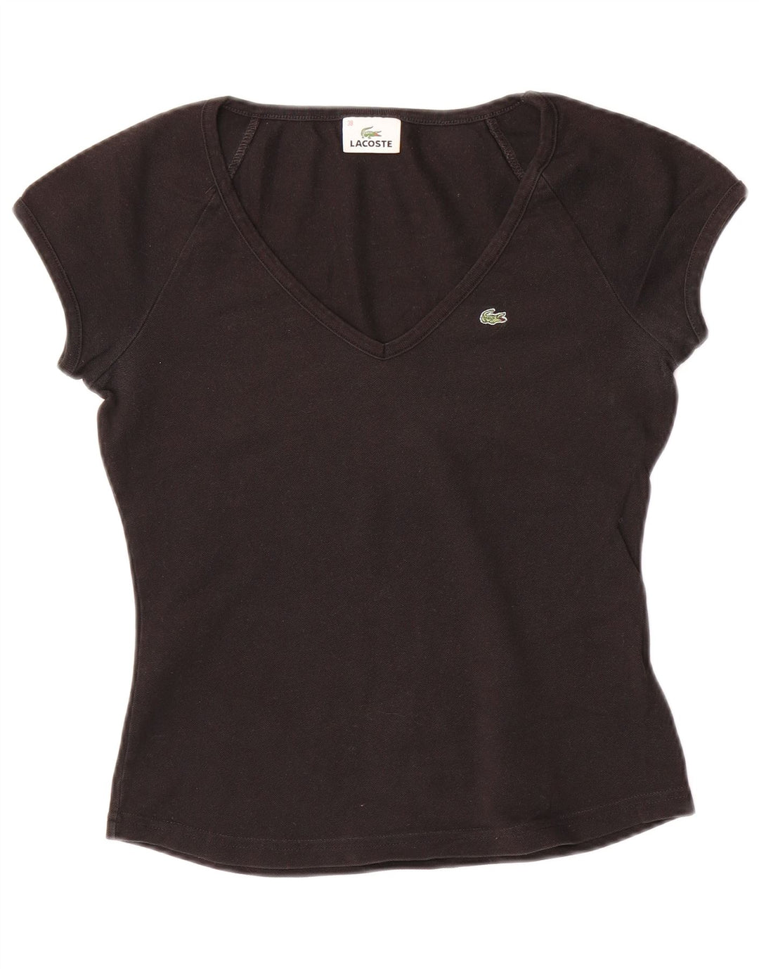 LACOSTE Womens T-Shirt Top Size 38 Medium Black Cotton