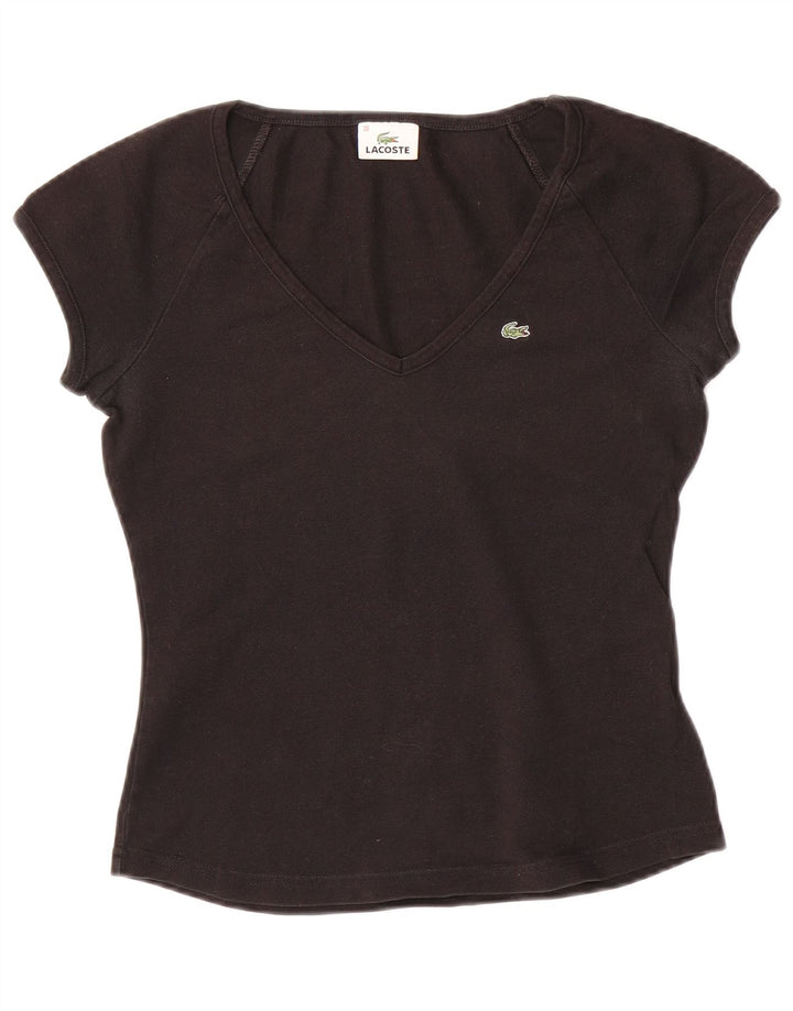 LACOSTE Womens T-Shirt Top Size 38 Medium Black Cotton